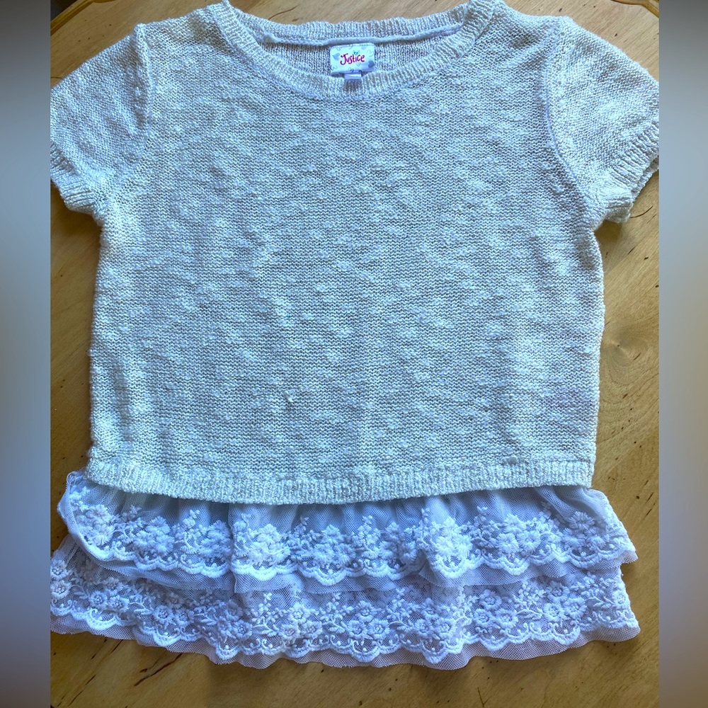 Justice Lightweight Short Sleeved Shirt w/Lace Tim Size 14